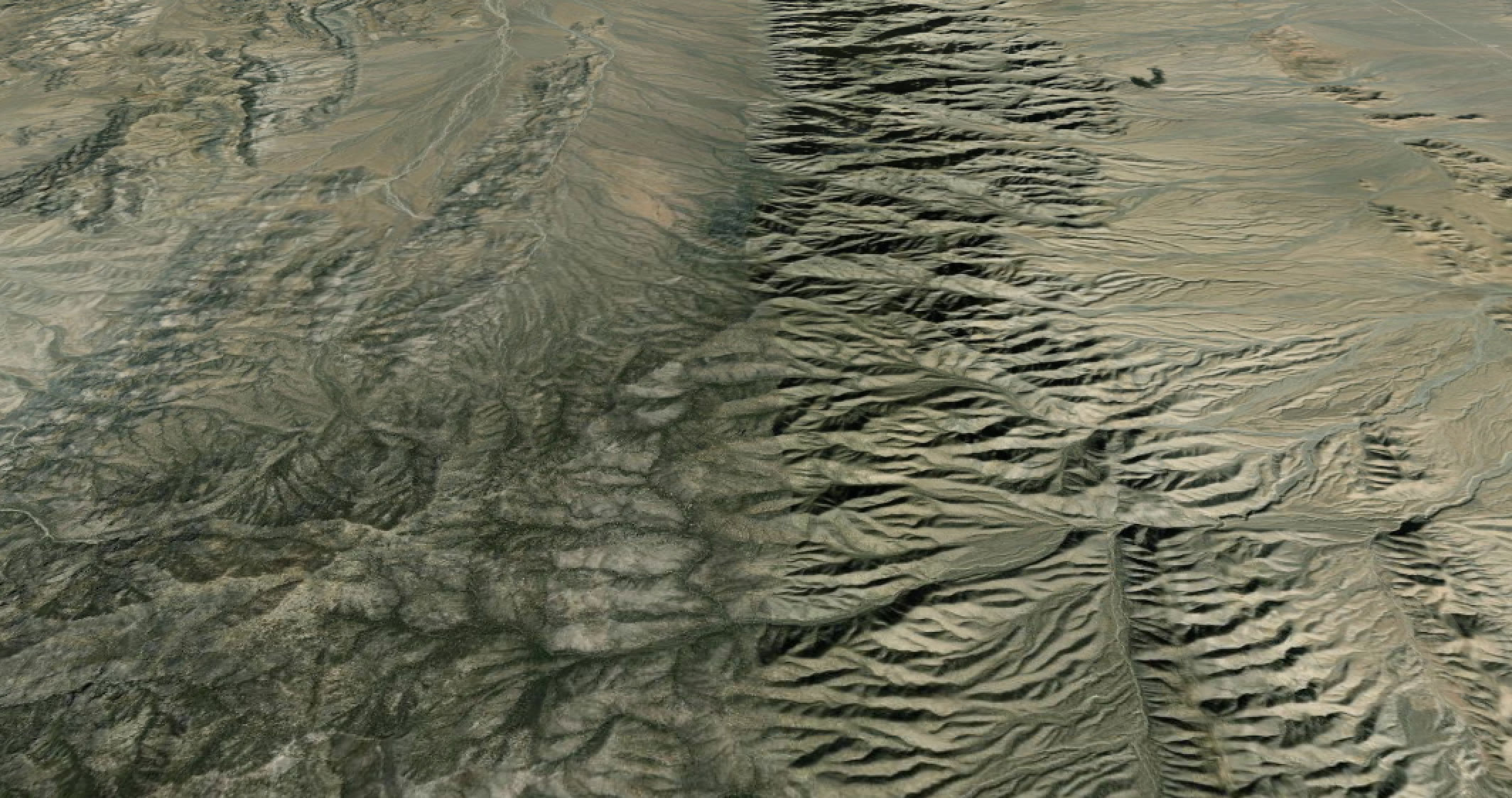 Two terrain renderings compared side by side in the Analyst workspace.